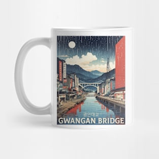 Gwangan Bridge South Korea Rainy Night Travel Tourism Retro Vintage Mug